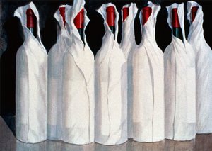 Garrafas de Vinho Envolto, Número 1, 1995 (acrílico sobre papel)